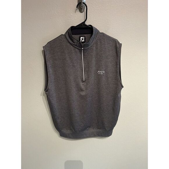 Footjoy Mens Medium Gray Performance Golf Vest 1/4 Zip Pullover - Picture 1 of 9